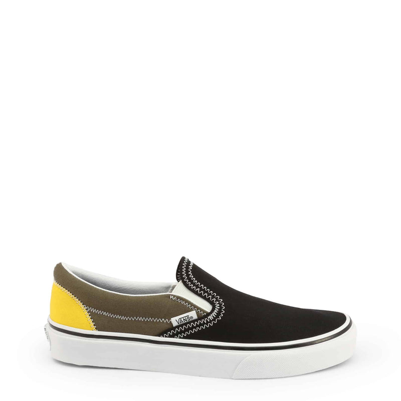 Black Vans CLASSIC-SLIP-ON_VN0A4U3819Y1 side view showcasing fabric upper and rubber sole