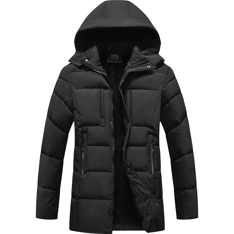 Lataa kuva gallerian katseluohjelmaan Men's Thick Mid-length Hooded Cotton Jacket

