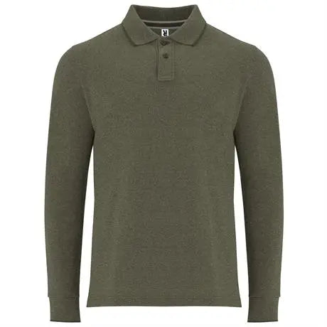 Polo vigoré de manga larga, con tapeta superpuesta de 2 botones a tono