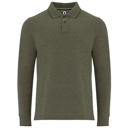 Polo vigoré de manga larga, con tapeta superpuesta de 2 botones a tono