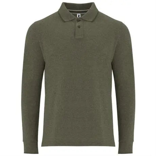Polo vigoré de manga larga, con tapeta superpuesta de 2 botones a tono