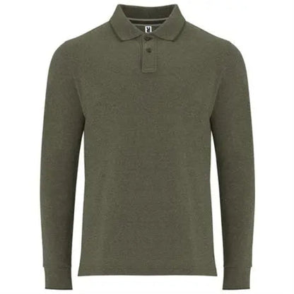 Polo vigoré de manga larga, con tapeta superpuesta de 2 botones a tono