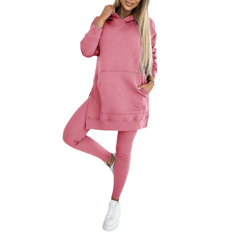 Lataa kuva gallerian katseluohjelmaan Sports Casual Hooded Sweater Thickened Underwear Leggings Two-piece Suit
