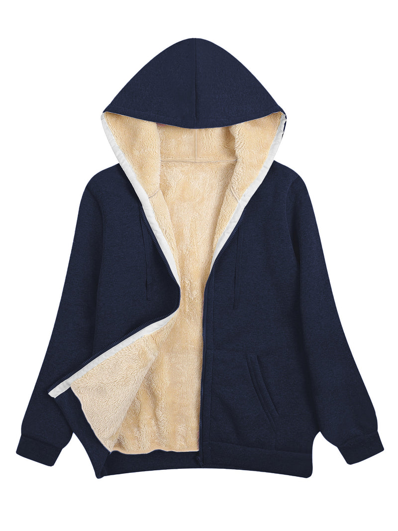 Lataa kuva gallerian katseluohjelmaan Fleece-lined Thickened Hooded Plush Women's Coat
