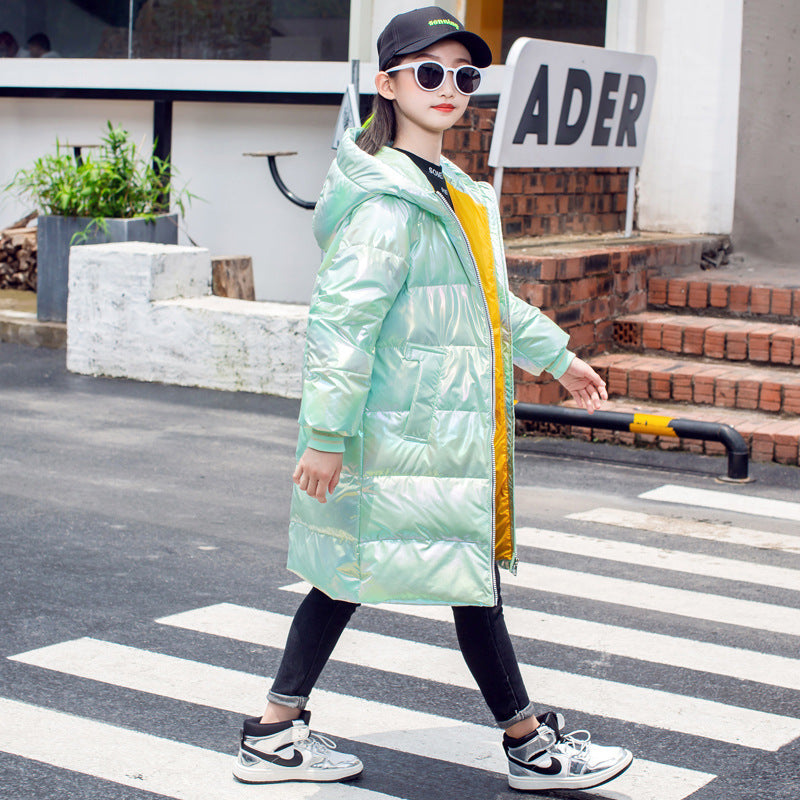 Lataa kuva gallerian katseluohjelmaan Bright And Colorful Mid-length Down Jacket Warm And Breathable Reflective Mirror
