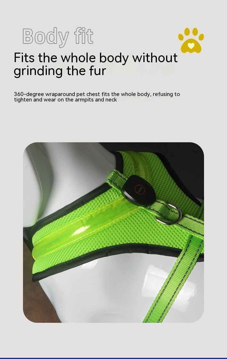 Lataa kuva gallerian katseluohjelmaan LED Luminous Dog Harness Led USB Charging Dog Chest Strap Vest Pet Safety Reflective Harness Pet Vest For Puppy Large Dog Pet Products
