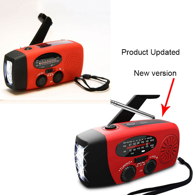 Lataa kuva gallerian katseluohjelmaan Solar hand crank USB charging radio flashlight
