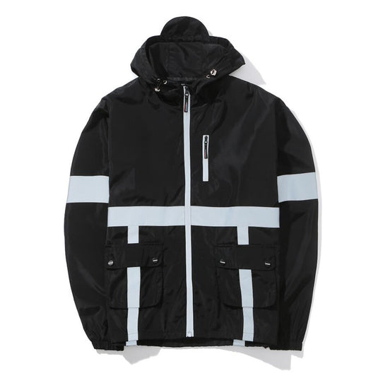 Reflective Hooded Jacket Night Running Training Casual Jacket