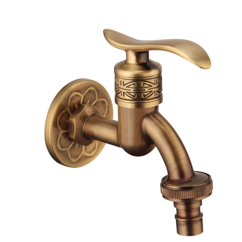 Lataa kuva gallerian katseluohjelmaan Antique Brass Carved Garden Faucet Faucet Outdoor Washing Machine Decorative Faucet Luxury Toilet Faucet
