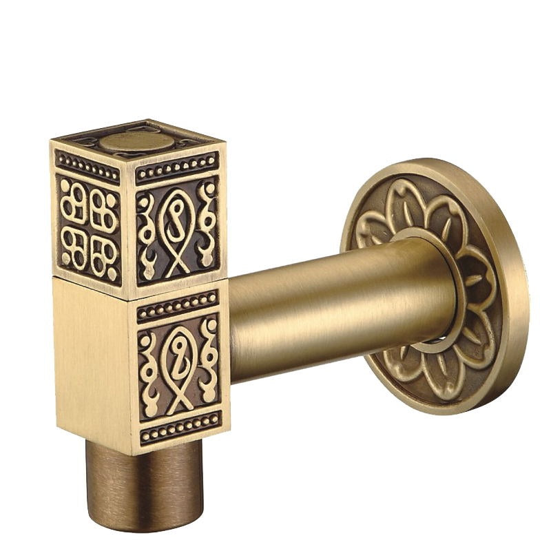 Lataa kuva gallerian katseluohjelmaan Antique Brass Carved Garden Faucet Faucet Outdoor Washing Machine Decorative Faucet Luxury Toilet Faucet
