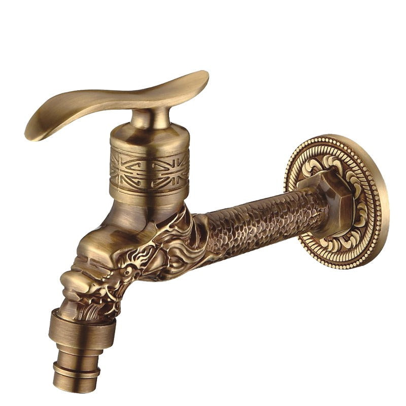 Lataa kuva gallerian katseluohjelmaan Antique Brass Carved Garden Faucet Faucet Outdoor Washing Machine Decorative Faucet Luxury Toilet Faucet
