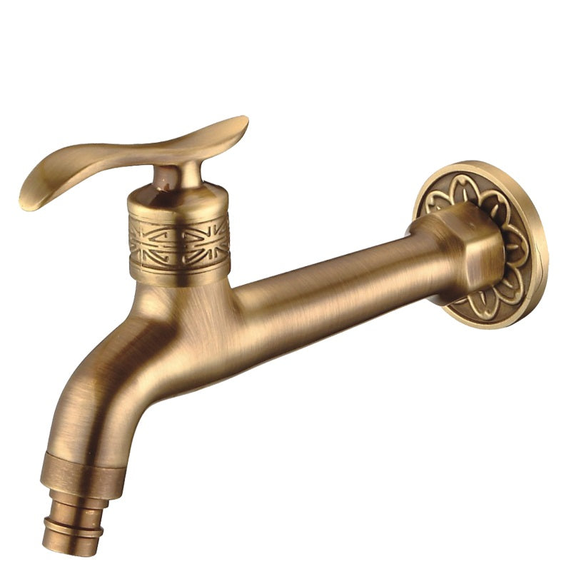 Lataa kuva gallerian katseluohjelmaan Antique Brass Carved Garden Faucet Faucet Outdoor Washing Machine Decorative Faucet Luxury Toilet Faucet
