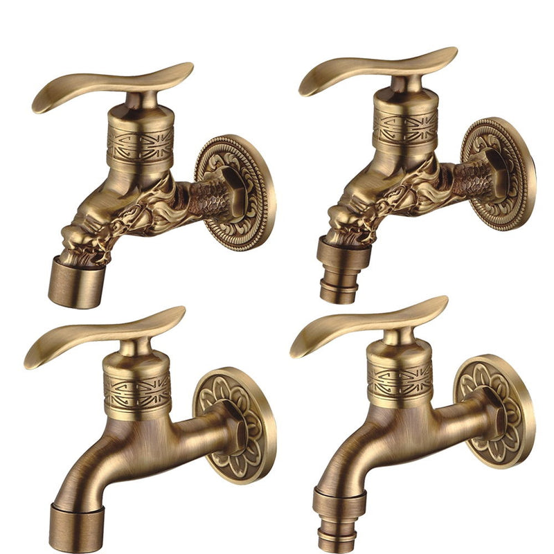 Lataa kuva gallerian katseluohjelmaan Antique Brass Carved Garden Faucet Faucet Outdoor Washing Machine Decorative Faucet Luxury Toilet Faucet
