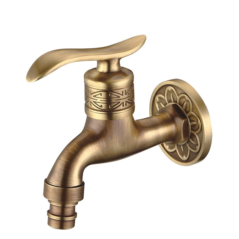 Lataa kuva gallerian katseluohjelmaan Antique Brass Carved Garden Faucet Faucet Outdoor Washing Machine Decorative Faucet Luxury Toilet Faucet
