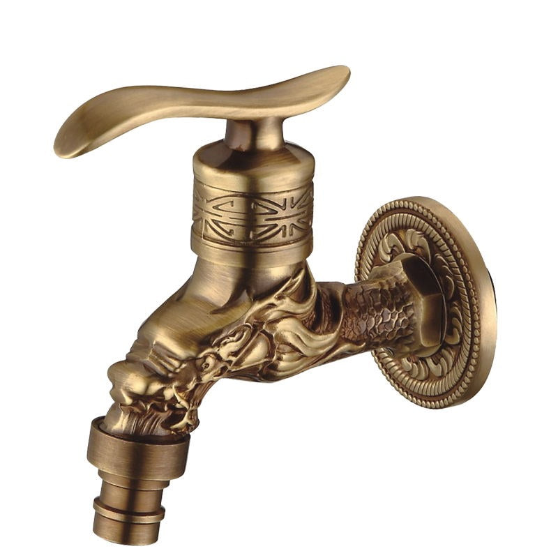 Lataa kuva gallerian katseluohjelmaan Antique Brass Carved Garden Faucet Faucet Outdoor Washing Machine Decorative Faucet Luxury Toilet Faucet
