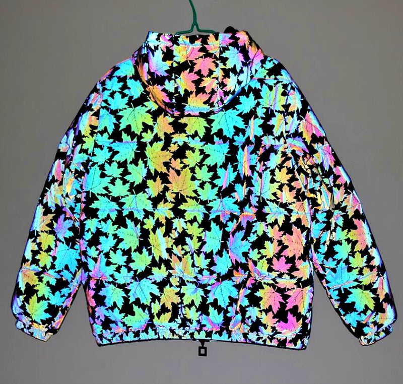 Lataa kuva gallerian katseluohjelmaan Winter Jacket Thickened Hooded Colorful Reflective Cotton Coat
