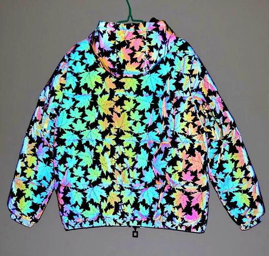 Winter Jacket Thickened Hooded Colorful Reflective Cotton Coat