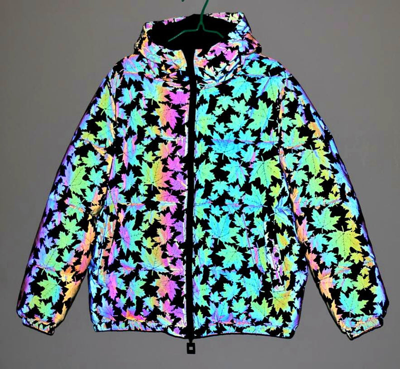 Lataa kuva gallerian katseluohjelmaan Winter Jacket Thickened Hooded Colorful Reflective Cotton Coat
