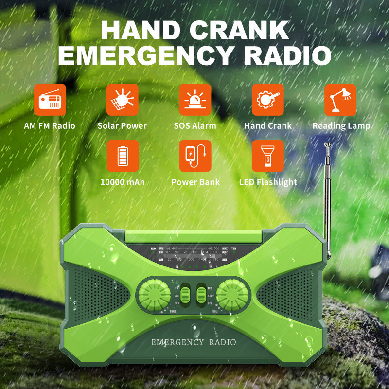 Lataa kuva gallerian katseluohjelmaan 3 In 1 Portable Radio Hand Crank AM-FM-NOAA Emergency Reading Lamp Flashlight Solar Charging Power Bank Support SOS
