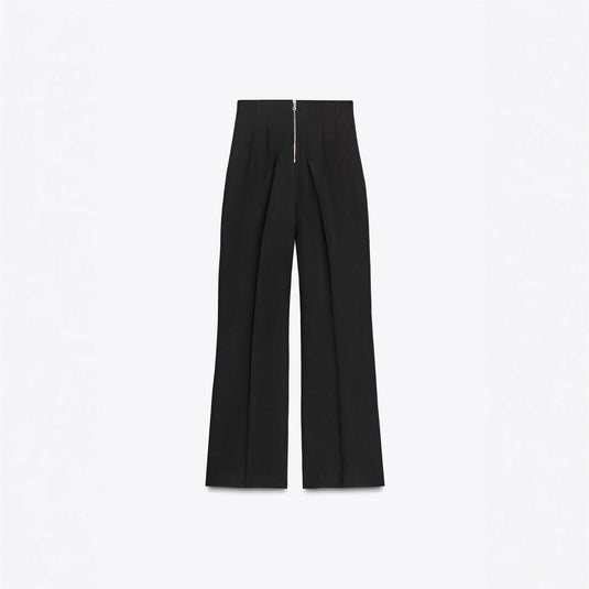 Retro Fashion Versatile Slimming High-waisted Pants With Zip Decoration