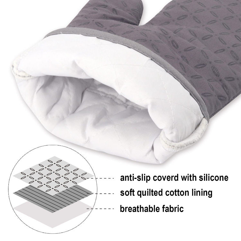 Kitchen Anti-slip Heat Insulation Silicone Thickened Gloves