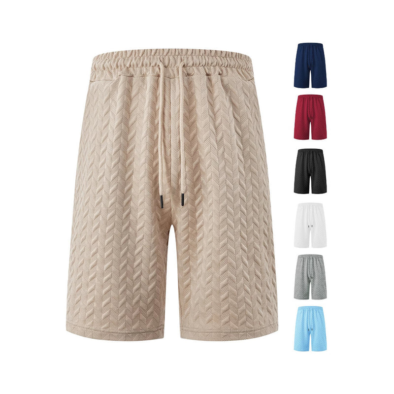 Lataa kuva gallerian katseluohjelmaan Men's Loose Solid Jacquard Drawstring Casual Beach Pants
