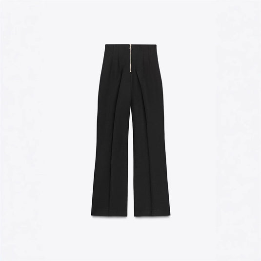 Retro Fashion Versatile Slimming High-waisted Pants With Zip Decoration