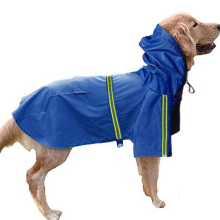 Lataa kuva gallerian katseluohjelmaan Spring and summer new dog raincoat waterproof cape dog reflective raincoat large dog raincoat
