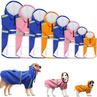 Lataa kuva gallerian katseluohjelmaan Spring and summer new dog raincoat waterproof cape dog reflective raincoat large dog raincoat
