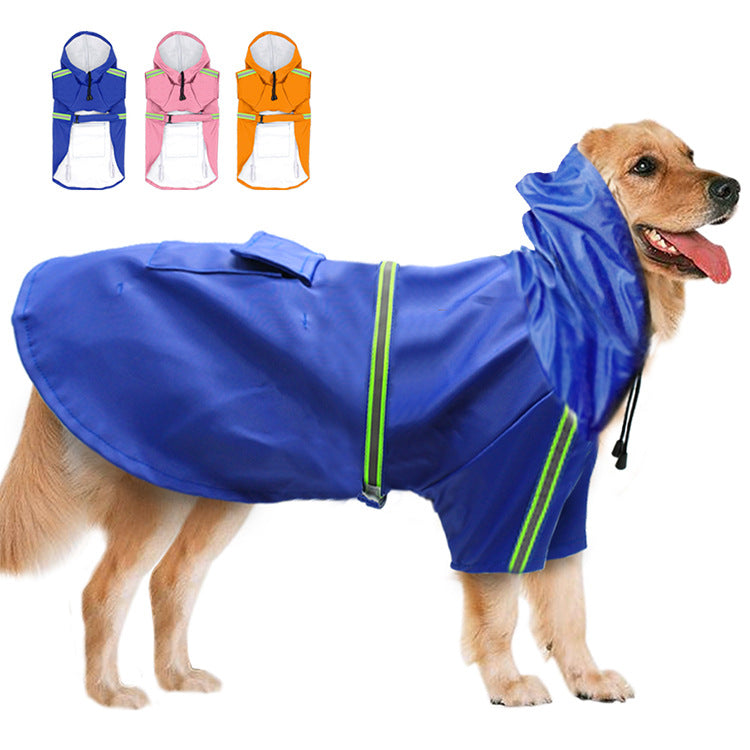 Lataa kuva gallerian katseluohjelmaan Spring and summer new dog raincoat waterproof cape dog reflective raincoat large dog raincoat
