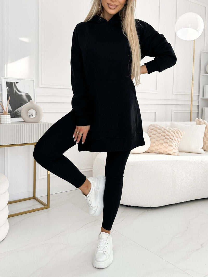 Lataa kuva gallerian katseluohjelmaan Sports Casual Hooded Sweater Thickened Underwear Leggings Two-piece Suit

