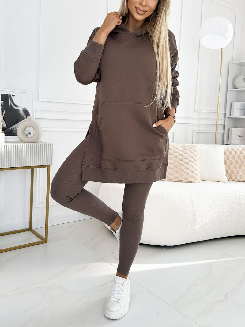 Lataa kuva gallerian katseluohjelmaan Sports Casual Hooded Sweater Thickened Underwear Leggings Two-piece Suit
