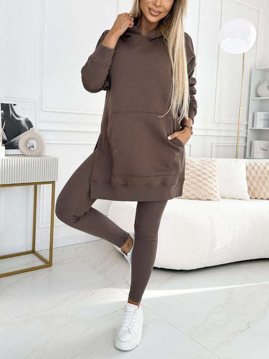 Sports Casual Hooded Sweater Thickened Underwear Leggings Two-piece Suit