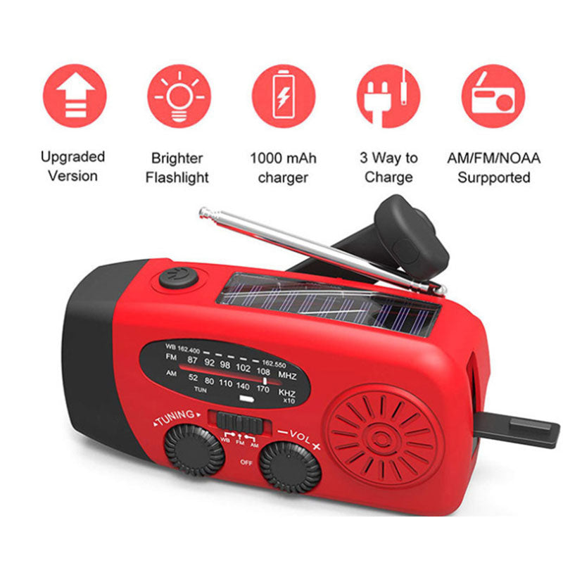 Lataa kuva gallerian katseluohjelmaan Solar hand crank USB charging radio flashlight
