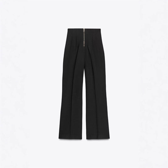Retro Fashion Versatile Slimming High-waisted Pants With Zip Decoration