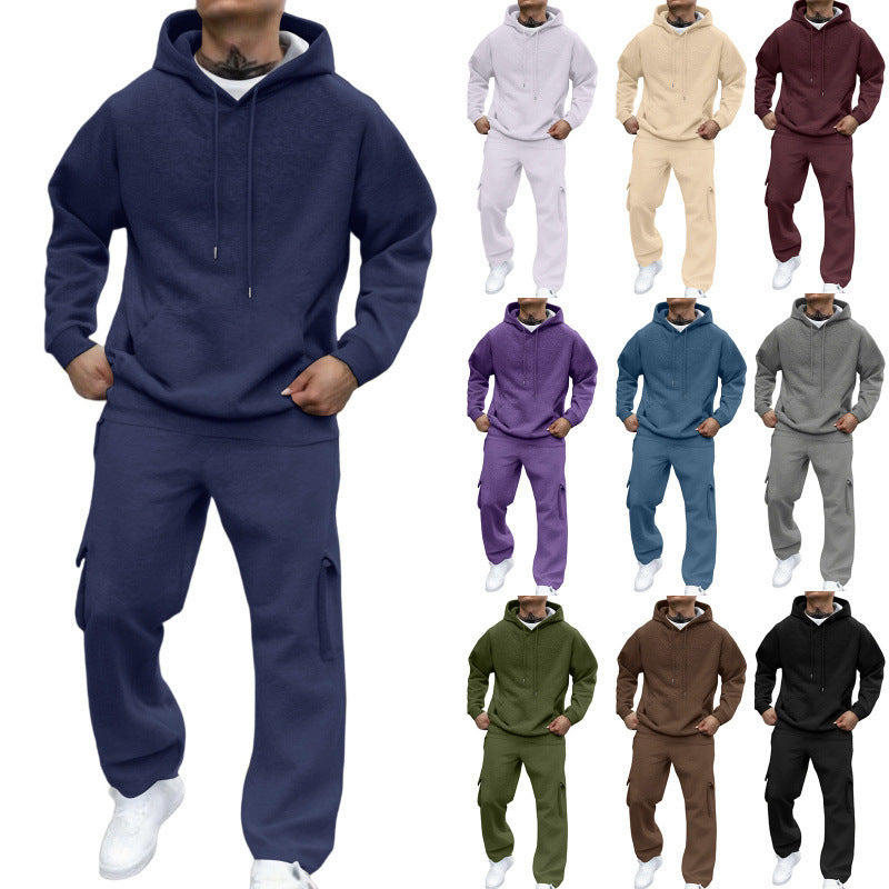 Lataa kuva gallerian katseluohjelmaan Men's New Autumn And Winter Fashion Hooded Pullover Suit
