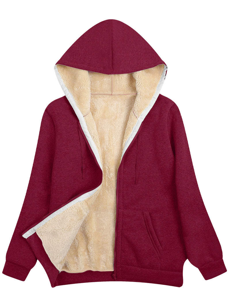 Lataa kuva gallerian katseluohjelmaan Fleece-lined Thickened Hooded Plush Women's Coat
