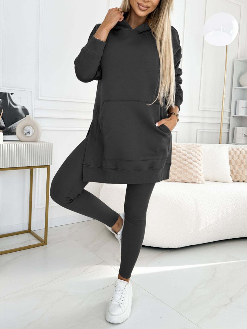 Lataa kuva gallerian katseluohjelmaan Sports Casual Hooded Sweater Thickened Underwear Leggings Two-piece Suit
