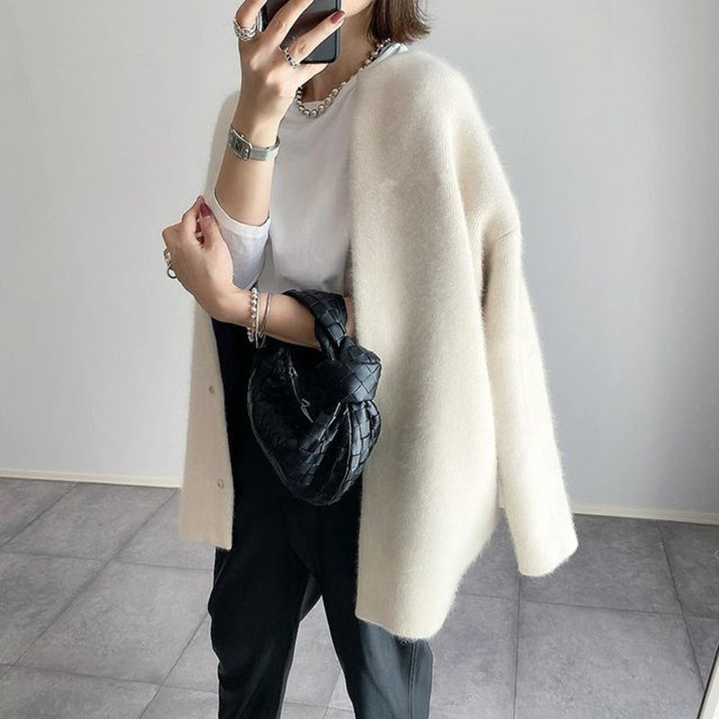 Lataa kuva gallerian katseluohjelmaan Ins Single Breasted Cardigans Fashion Solid Color Knitted Jacket Women's Autumn Spring Clothing
