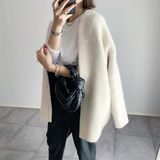 Ins Single Breasted Cardigans Fashion Solid Color Knitted Jacket Women's Autumn Spring Clothing
