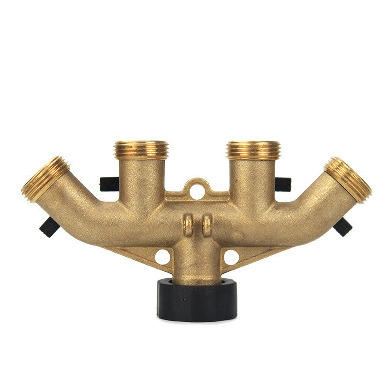 Lataa kuva gallerian katseluohjelmaan Garden Brass Four-way Ball Valve Garden Hose Heavy Duty Manifold Connector
