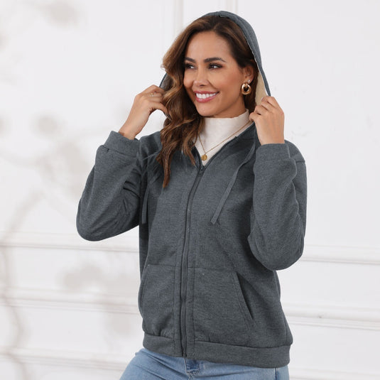 Fleece-lined Thickened Hooded Plush Women's Coat