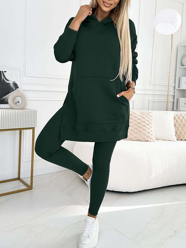 Lataa kuva gallerian katseluohjelmaan Sports Casual Hooded Sweater Thickened Underwear Leggings Two-piece Suit
