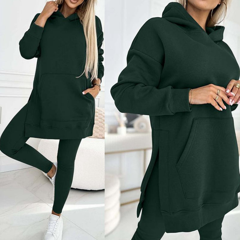 Lataa kuva gallerian katseluohjelmaan Sports Casual Hooded Sweater Thickened Underwear Leggings Two-piece Suit
