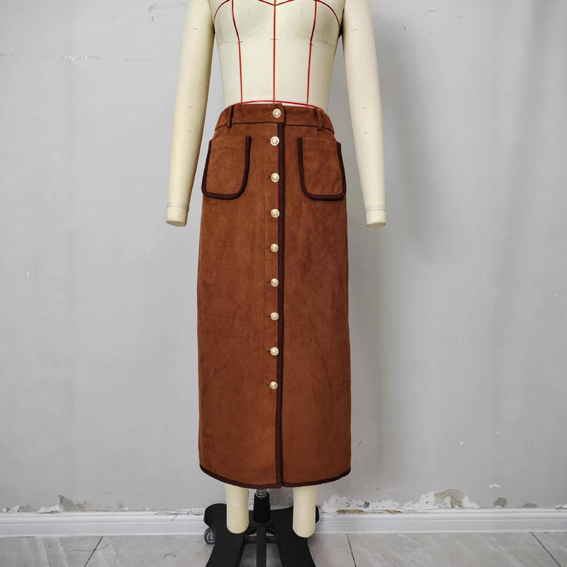 Lataa kuva gallerian katseluohjelmaan Women's Single-breasted High-waist Classic Fashionable Skirt
