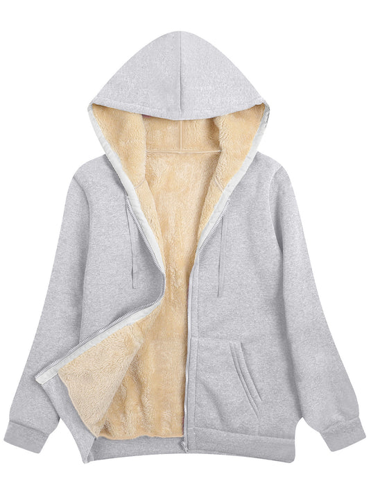 Fleece-lined Thickened Hooded Plush Women's Coat