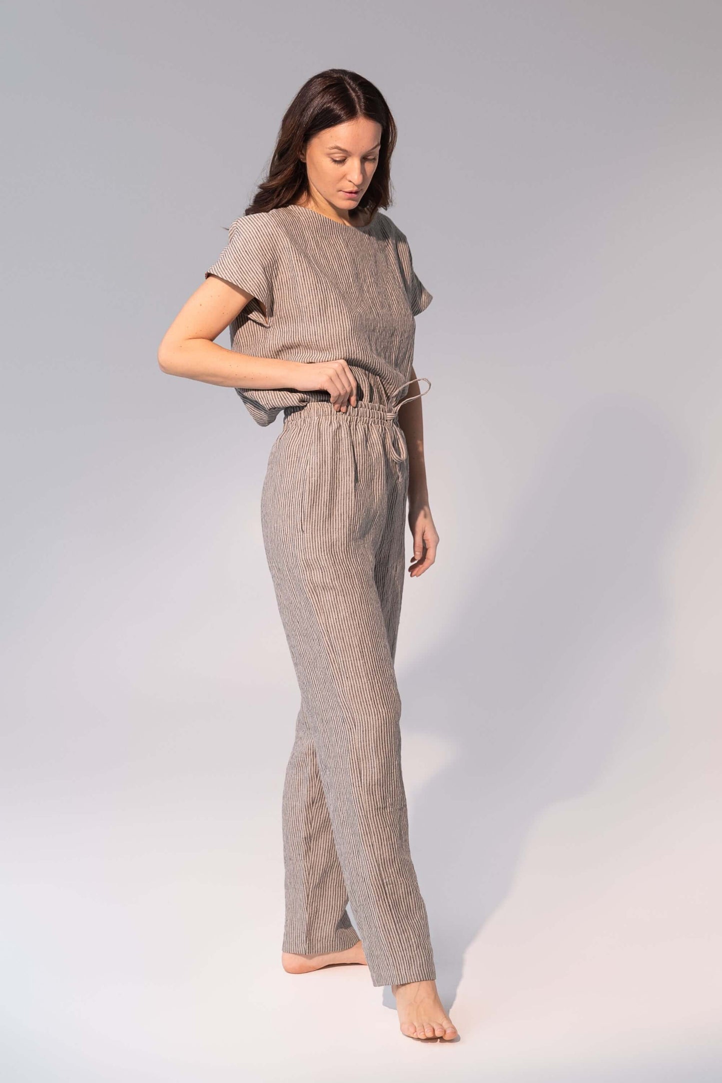 Natural light linen / Natural Linen Pajama set / Linen loungewear /