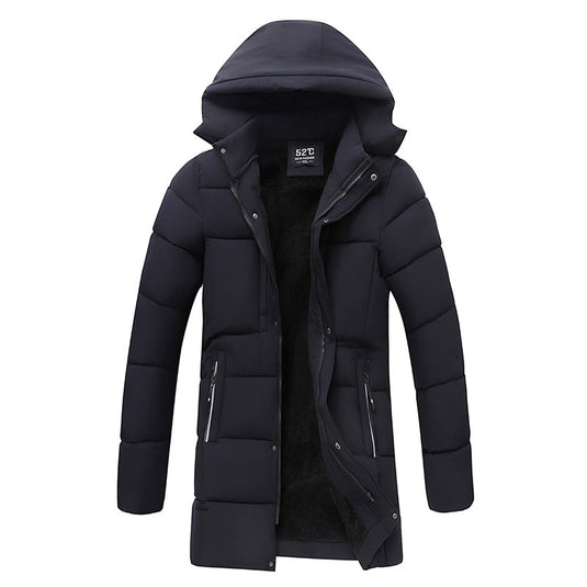 Men's Thick Mid-length Hooded Cotton Jacket