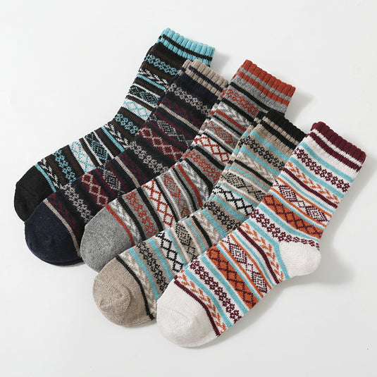 Retro Large Square Wool Socks