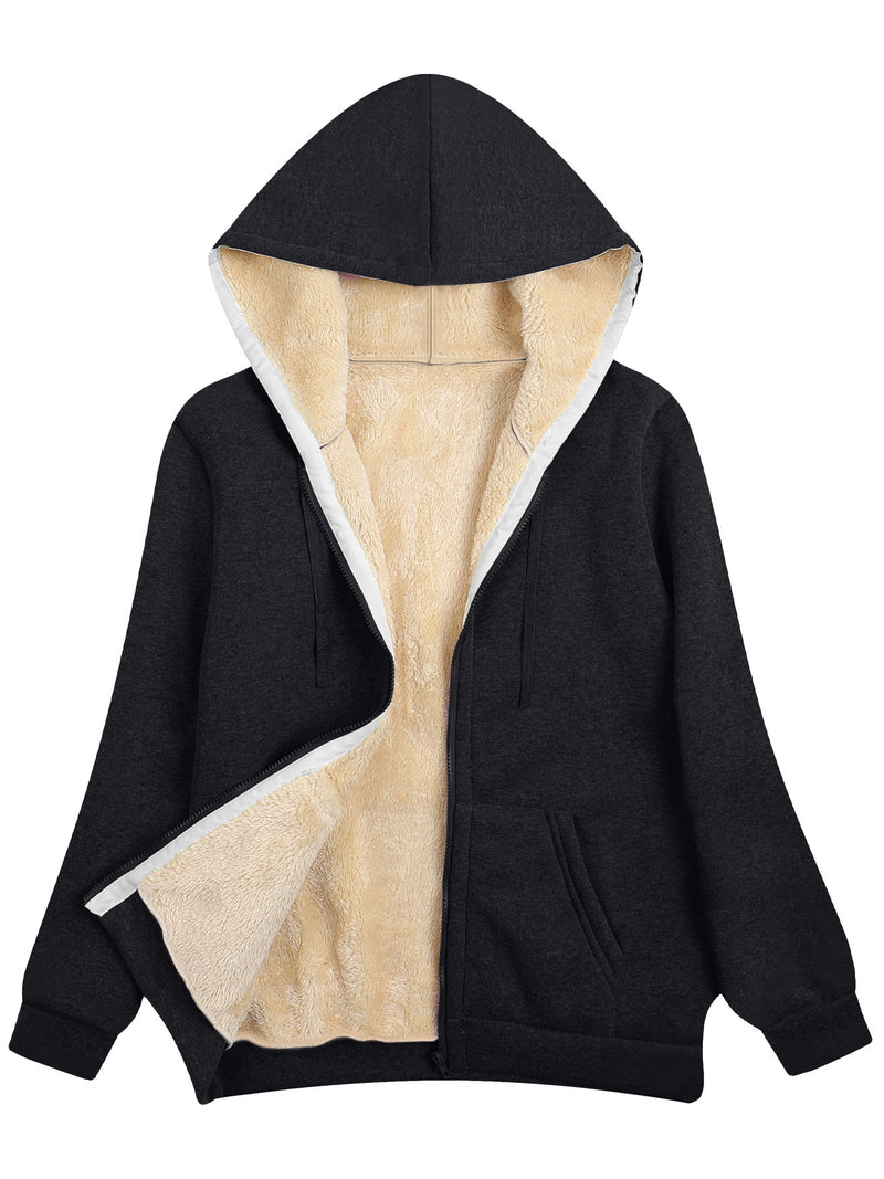 Lataa kuva gallerian katseluohjelmaan Fleece-lined Thickened Hooded Plush Women's Coat
